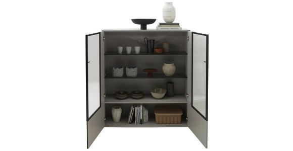 HIGHBOARD Grau 121,9/138,3/37,1 cm - Schwarz/Grau, Design, Glas/Holzwerkstoff (121,9/138,3/37,1cm) - Dieter Knoll