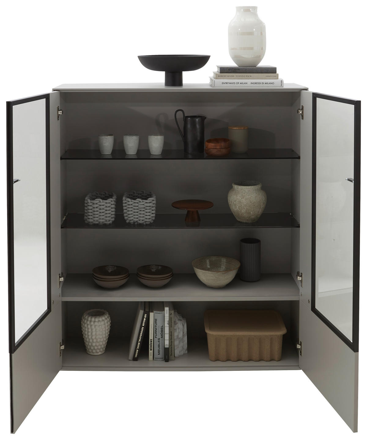 HIGHBOARD Grau  121,9/138,3/37,1 cm  - Schwarz/Grau, Design, Glas/Holzwerkstoff (121,9/138,3/37,1cm) - Dieter Knoll