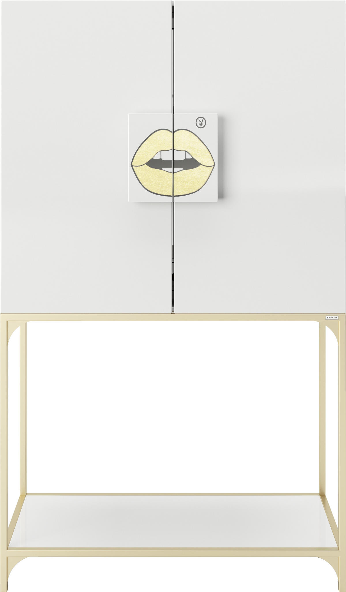 BARSCHRANK in Weiß  - Goldfarben/Weiß, LIFESTYLE, Glas/Holzwerkstoff (100/170/45cm) - Playboy