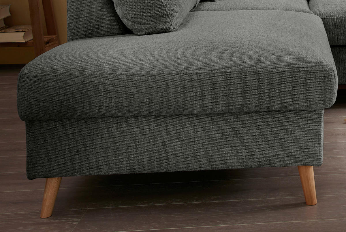 ECKSOFA in Struktur Anthrazit  - Anthrazit/Naturfarben, Konventionell, Holz/Textil (200/230cm) - P & B