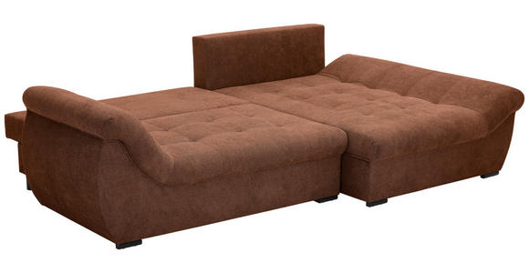 ECKSOFA Haselnussfarben Flachgewebe - Schwarz/Haselnussfarben, Design, Kunststoff/Textil (278/175cm) - Xora