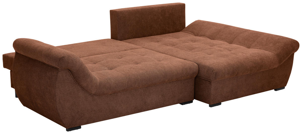 ECKSOFA Haselnussfarben Flachgewebe  - Schwarz/Haselnussfarben, Design, Kunststoff/Textil (278/175cm) - Xora