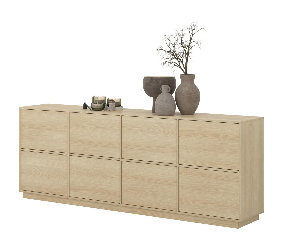SIDEBOARD Japandi  in 220,5/82,5/41,5 cm  - Eichefarben, Design, Holzwerkstoff (220,5/82,5/41,5cm) - MID.YOU