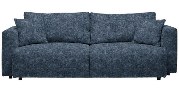 SCHLAFSOFA Velours Dunkelblau Zierkissen, Rückenkissen, Bettkasten, Schlaffunktion, Rücken echt  - Schwarz/Dunkelblau, Design, Kunststoff/Textil (250/92/105cm) - Carryhome