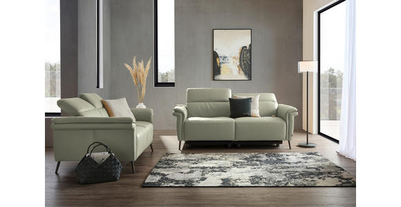 3-SITZER-SOFA  in Echtleder Hellgrau   - Hellgrau/Schwarz, Design, Leder/Metall (210/79/104cm) - Belluti