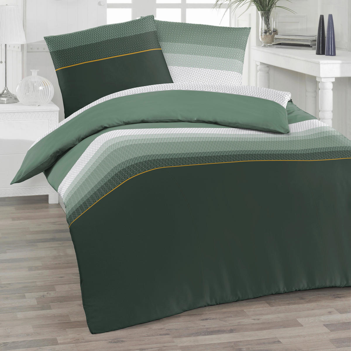 BETTWÄSCHE 2-teilig Satin 135/200 cm  - Dunkelgrün, Basics, Textil (135/200cm) - Florella