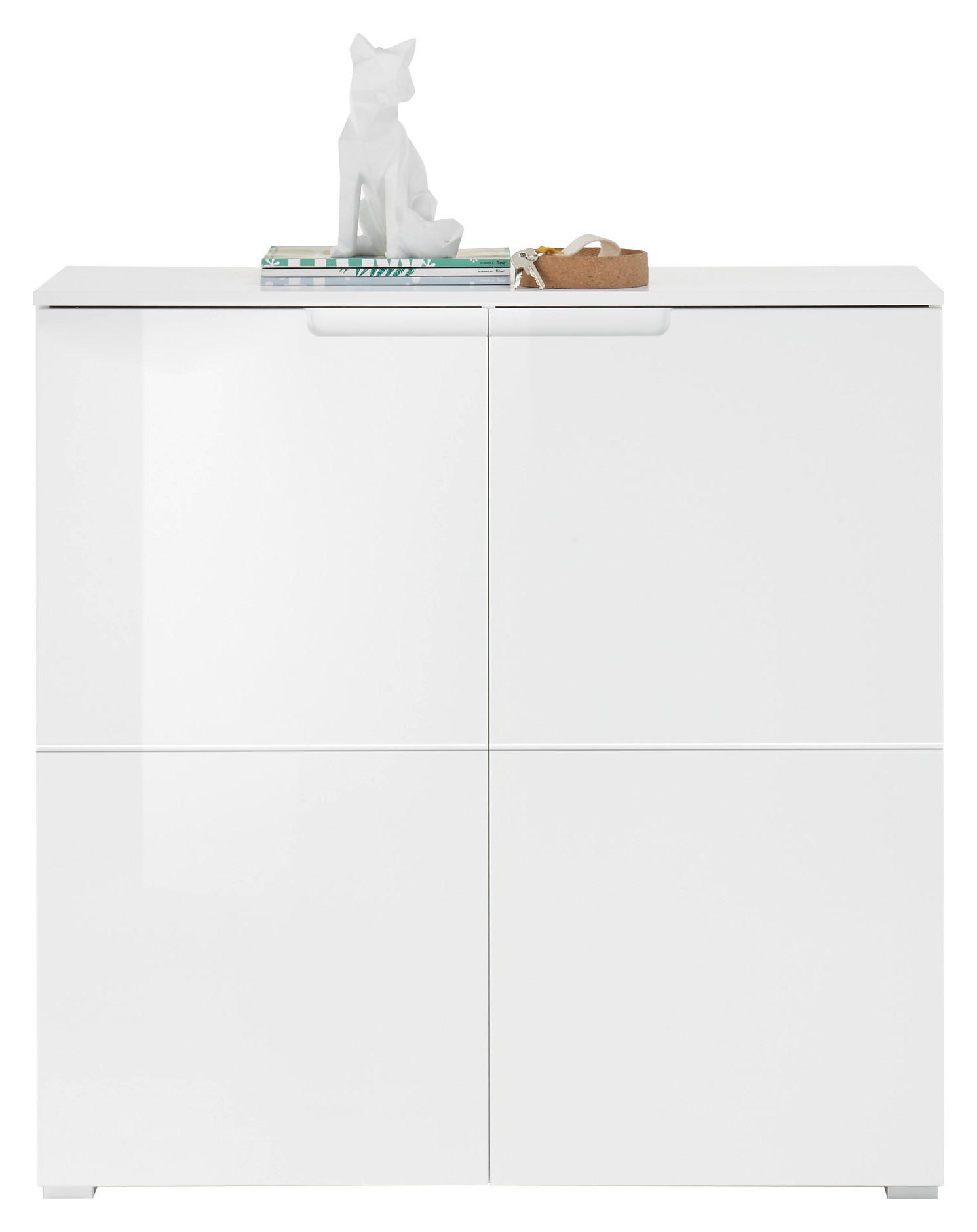 Mid.you Schuhschrank Weiß, Weiß Hochglanz 100x101x37 cm