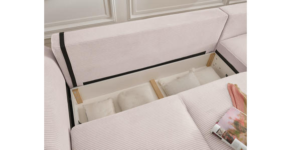 ECKSOFA Rosa Cord  - Schwarz/Rosa, KONVENTIONELL, Kunststoff/Textil (318/197cm) - Hom`in