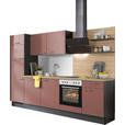KÜCHENBLOCK 290 cm   in Graphitfarben, Rot, Eichefarben  - Edelstahlfarben/Eichefarben, Design, Holzwerkstoff/Metall (290cm) - Xora