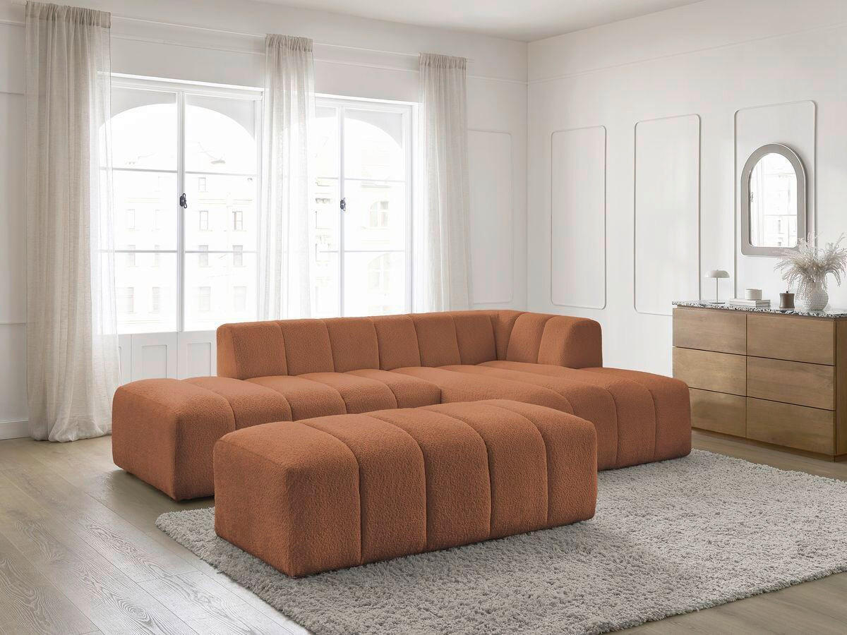 ECKSOFA  ANNECY Orange Bouclé  - Schwarz/Orange, MODERN, Kunststoff/Textil (262/170cm)