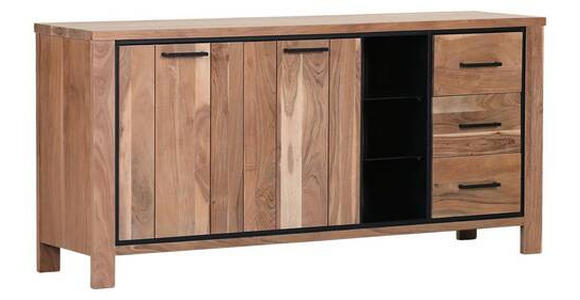 SIDEBOARD in 170/80/44 cm - Schwarz/Akaziefarben, LIFESTYLE, Glas/Holz (170/80/44cm) - Landscape