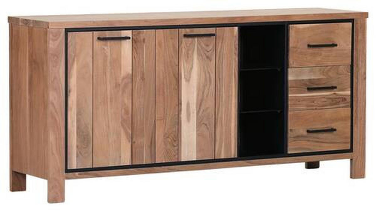 SIDEBOARD 170/80/44 cm  - Schwarz/Akaziefarben, LIFESTYLE, Glas/Holz (170/80/44cm) - Landscape