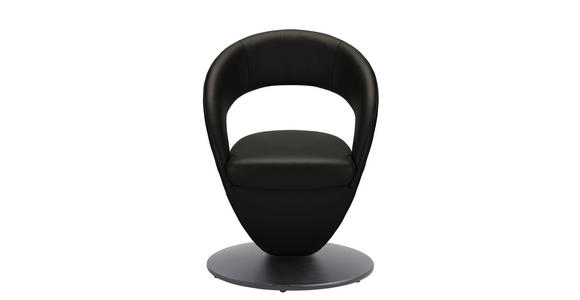 STUHL  in Echtleder pigmentiert Leder  - Schwarz, Design, Leder/Metall (62/86/61cm) - Moderano