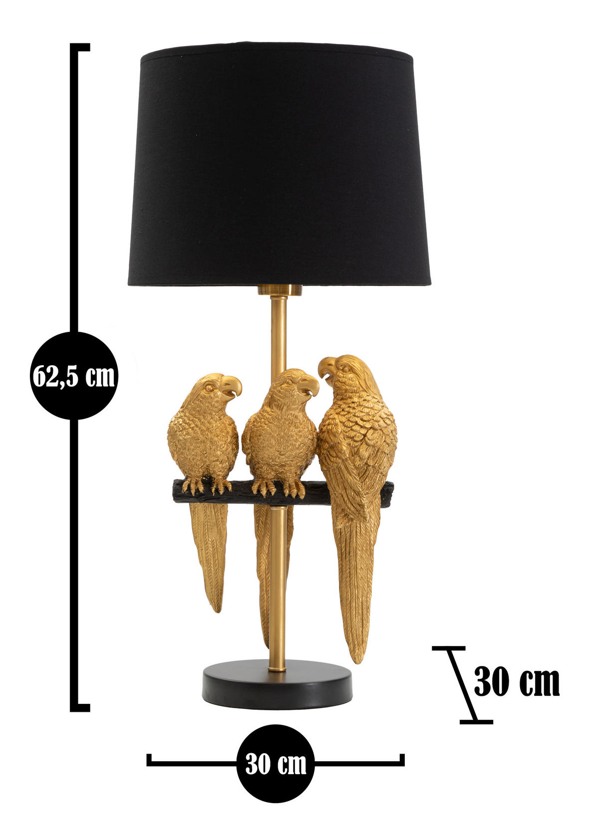TISCHLEUCHTE 30/62.5 cm  - Goldfarben/Schwarz, Trend, Kunststoff/Textil (30/62.5cm) - Mauro Ferretti