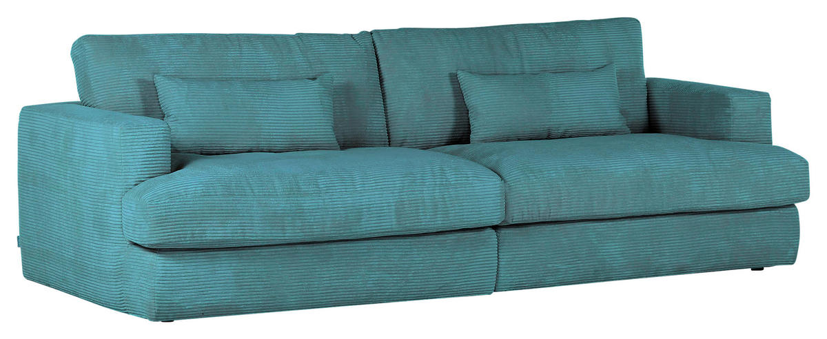 BIGSOFA in Cord Petrol  - Petrol/Schwarz, ROMANTIK / LANDHAUS, Kunststoff/Textil (270/67/120cm) - Landscape