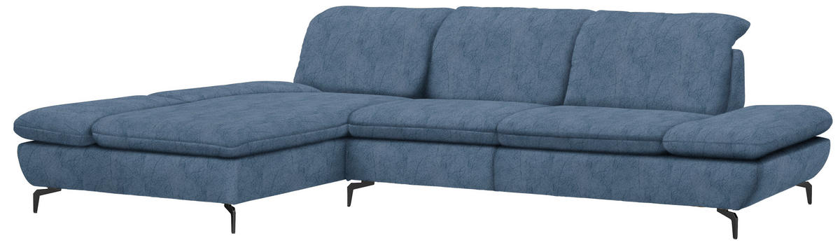 ECKSOFA in Flachgewebe Blau  - Blau/Schwarz, Design, Textil/Metall (200/315cm) - Chilliano