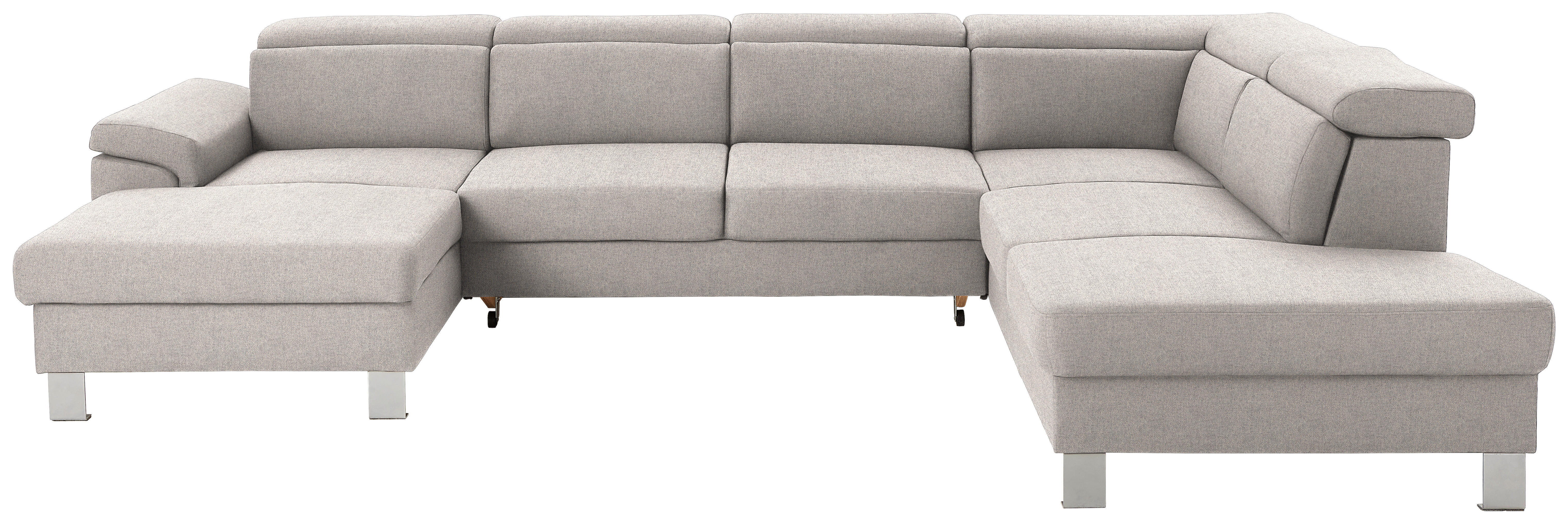 WOHNLANDSCHAFT in Webstoff Ecru  - Ecru/Silberfarben, Design, Textil/Metall (168/320/226cm) - Xora