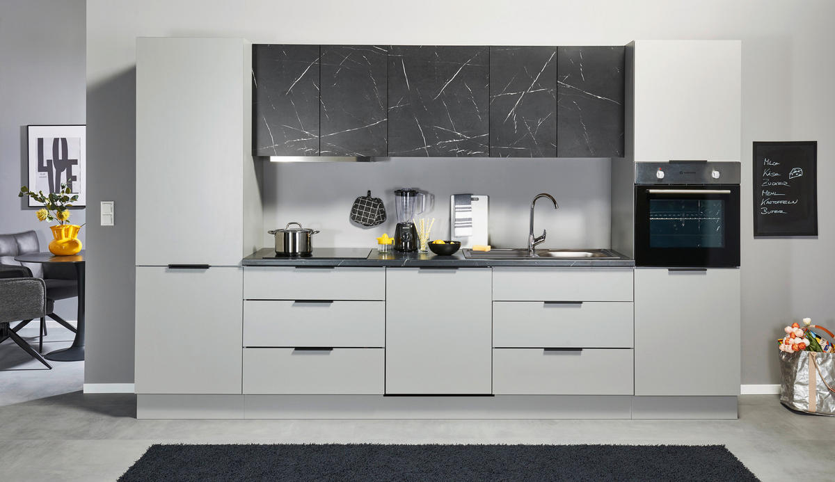 KÜCHENLEERBLOCK 340 cm   in Grau  - Schwarz/Grau, Design, Holzwerkstoff/Metall (340cm) - MID.YOU