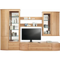 WOHNWAND  in Buchefarben  315/218,7/55,1 cm  - Buchefarben/Alufarben, KONVENTIONELL, Glas/Holz (315/218,7/55,1cm) - Invivus