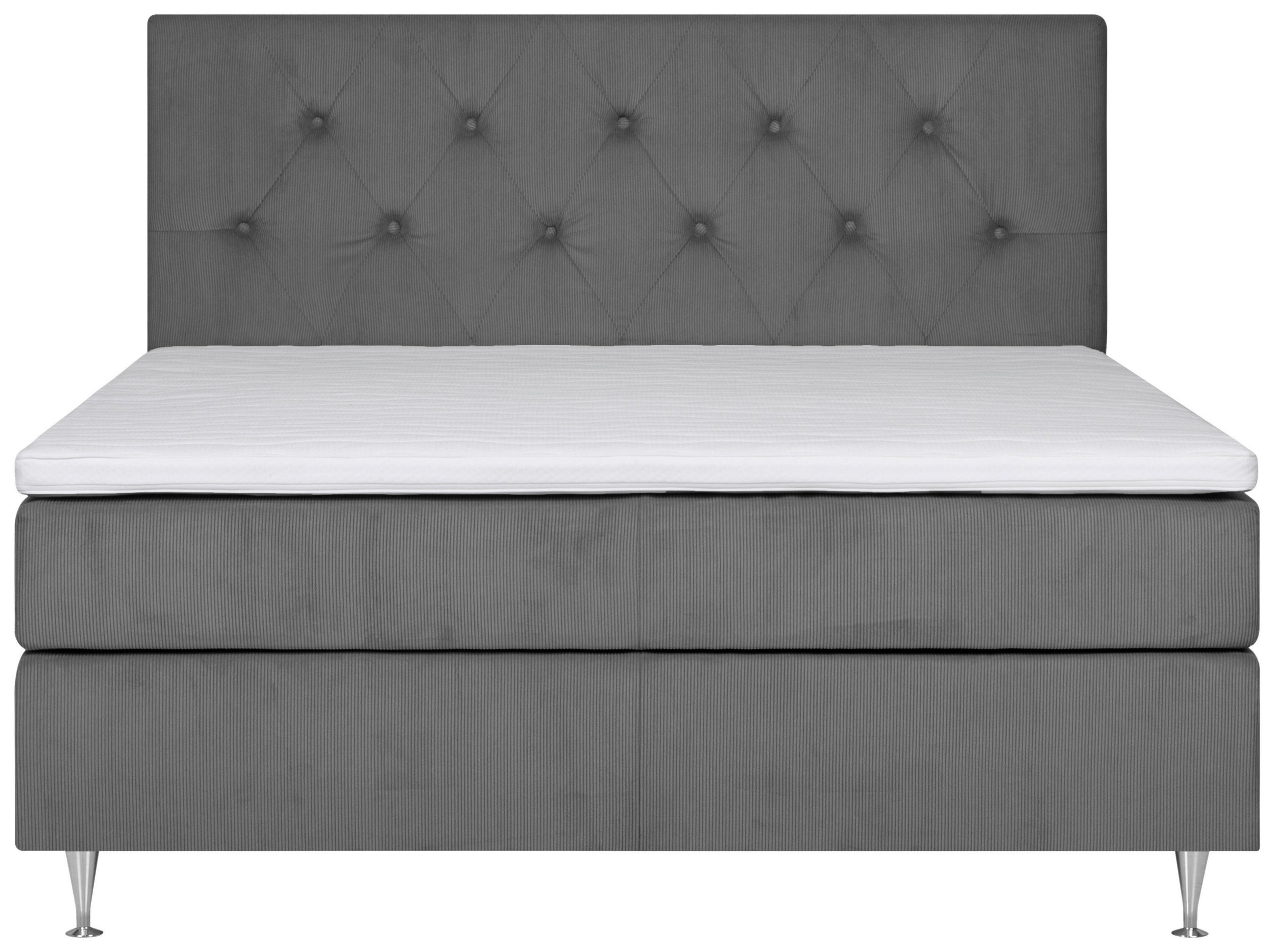BOXSPRINGBETT 180/200 cm  in Dunkelgrau  - Dunkelgrau/Alufarben, MODERN, Textil (180/200cm) - Livetastic