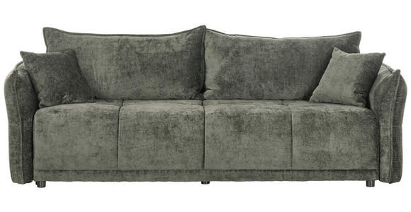 BOXSPRINGSOFA mit Stoffauswahl, Liegefunktion, Schlafen auf Sitzhöhe, Rücken echt Chenille Dunkelgrün - Dunkelgrün/Schwarz, MODERN, Kunststoff/Textil (235/95/108cm) - Hom`in