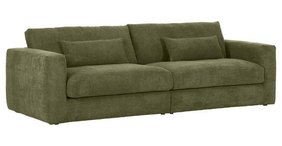 BIGSOFA Cord Dunkelgrün - Dunkelgrün/Schwarz, KONVENTIONELL, Kunststoff/Textil (260/66/115cm) - Carryhome