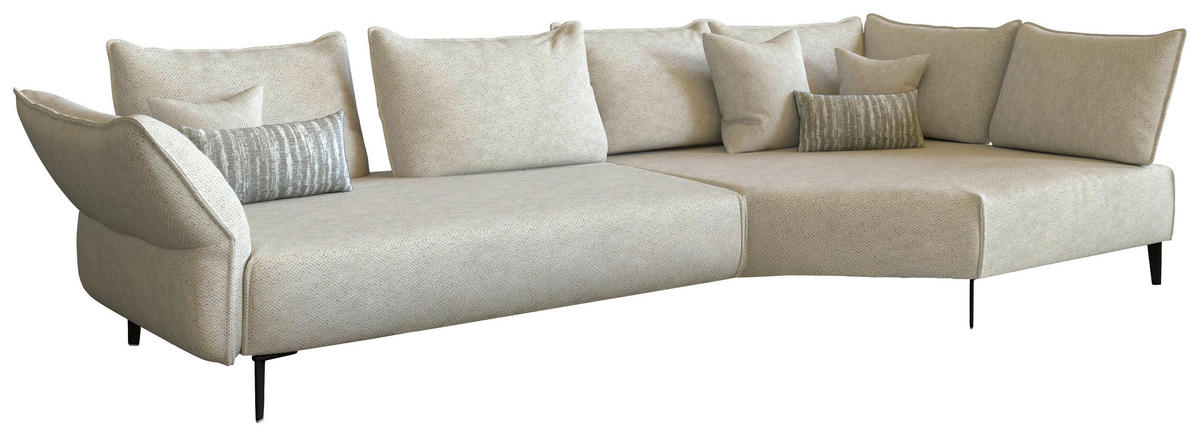 ROHOVÁ SEDACIA SÚPRAVA, textil, krémová - čierna/krémová, Modern, kov/textil (340/272cm) - Chilliano