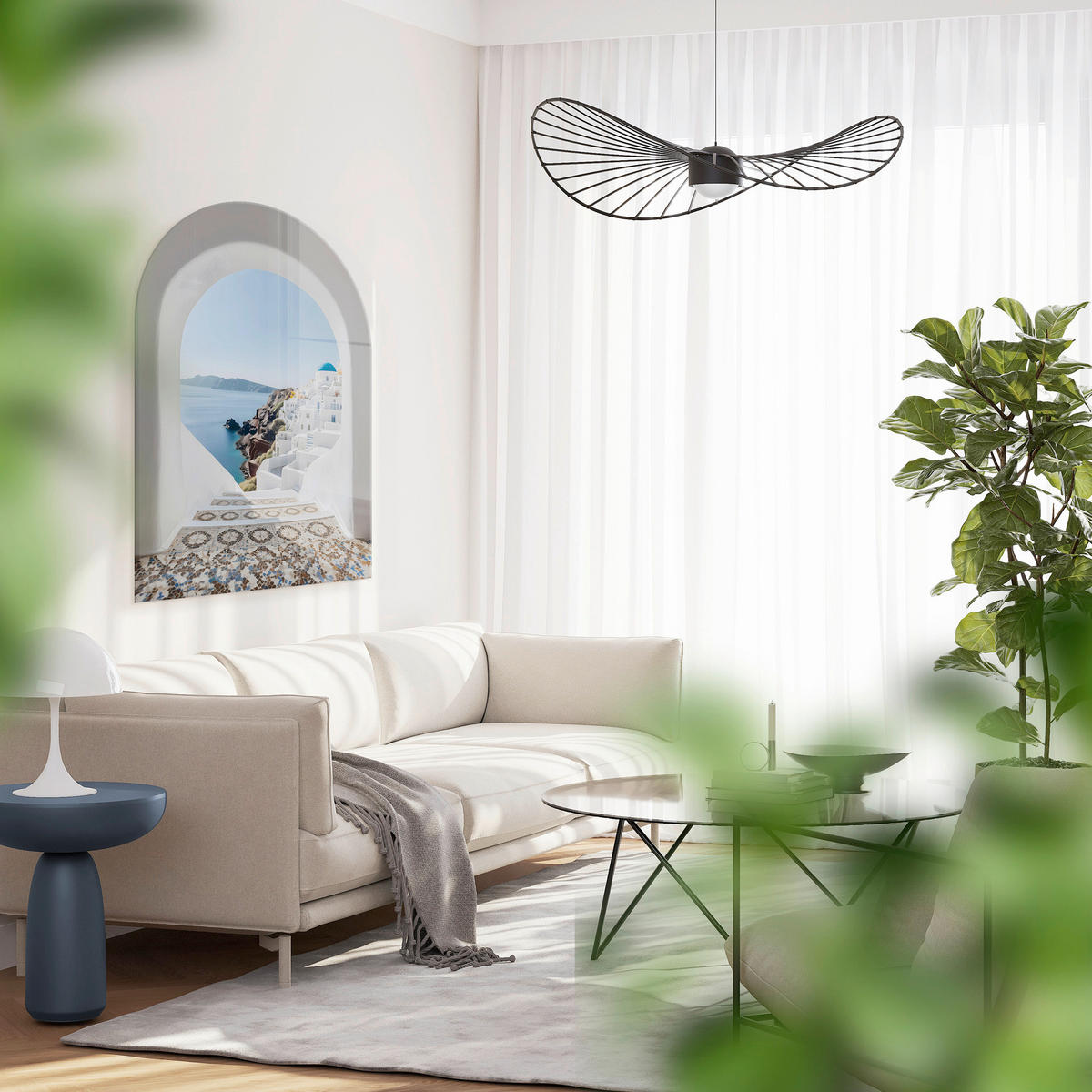 GLASBILD Städte 70/100 cm  - Beige/Weiß, Basics, Glas/Papier (70/100cm)