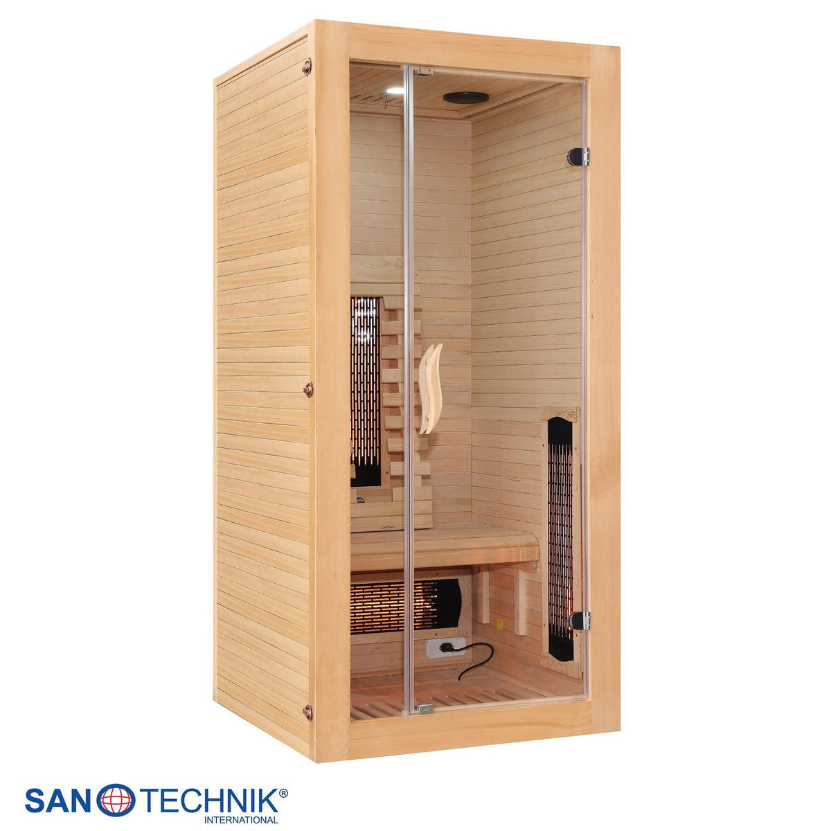 INFRAROTKABINE für 1 Personen  - Naturfarben, Basics, Glas/Holz (90/190/90cm) - Sanotechnik