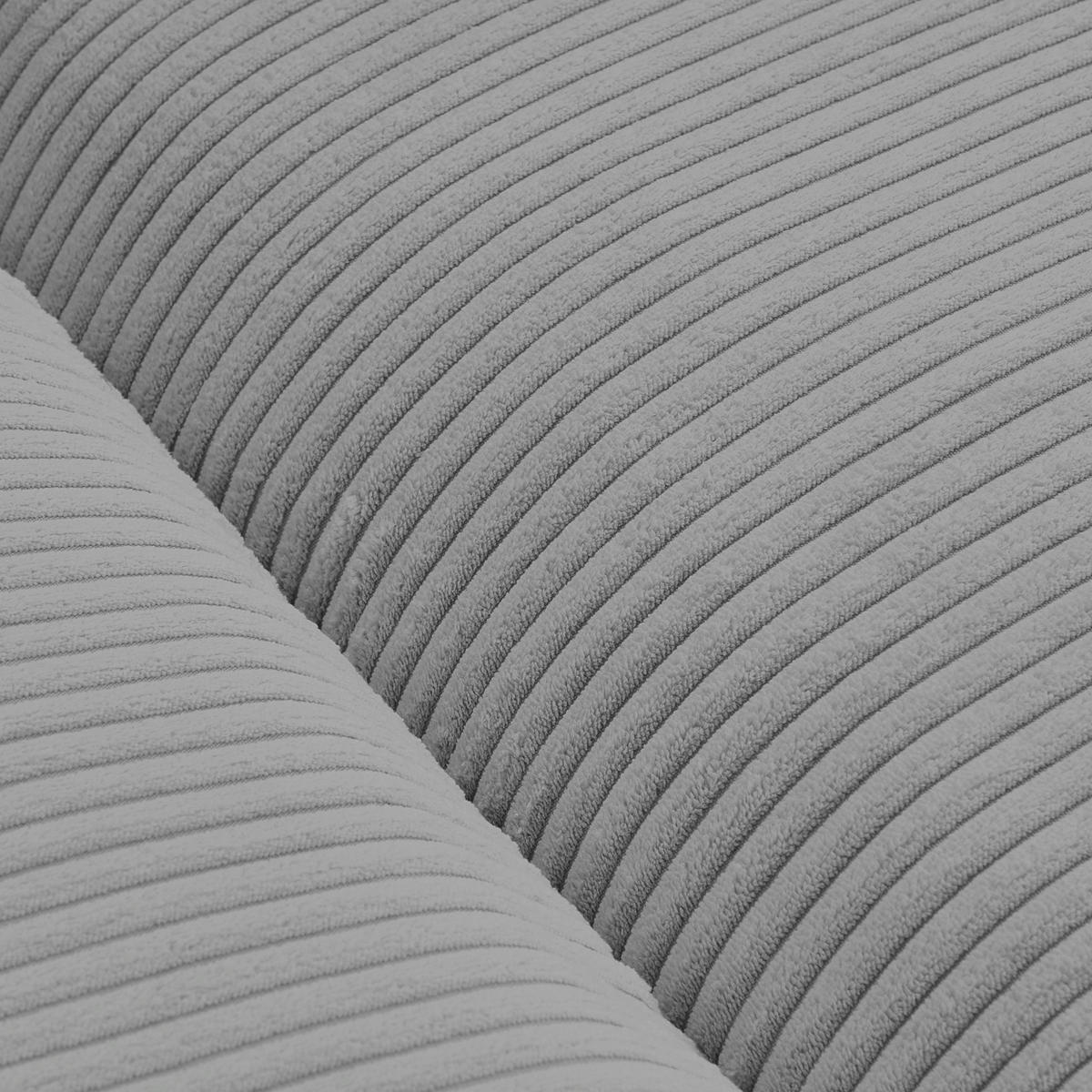 BIGSOFA Cord Hellgrau  - Hellgrau/Schwarz, Design, Kunststoff/Textil (260/90/140cm) - Ambia Home