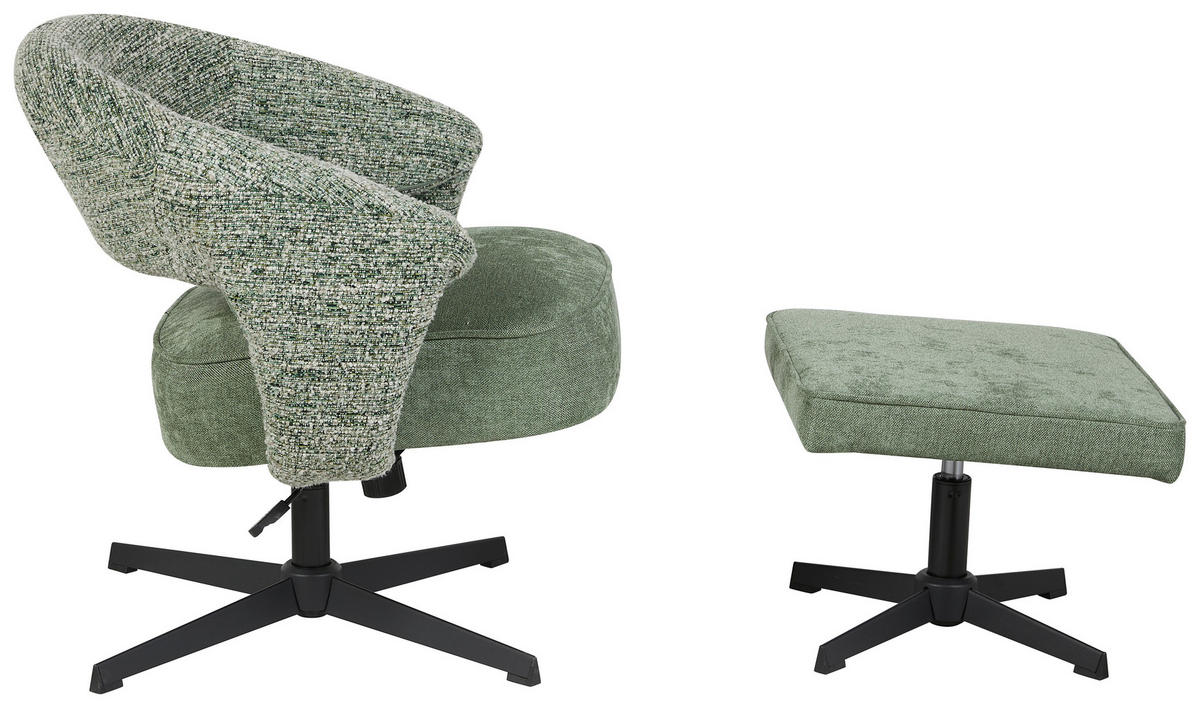 RELAXSESSELSET Leinenoptik Hocker    - Schwarz/Grün, Design, Textil/Metall (78/77-88/74cm) - Carryhome