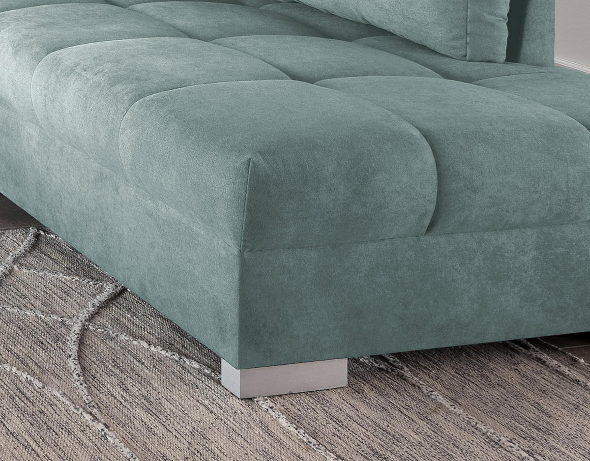 ECKSCHLAFSOFA in Mintgrün Textil   - Silberfarben/Mintgrün, Design, Holz/Textil (298/202cm) - MID.YOU