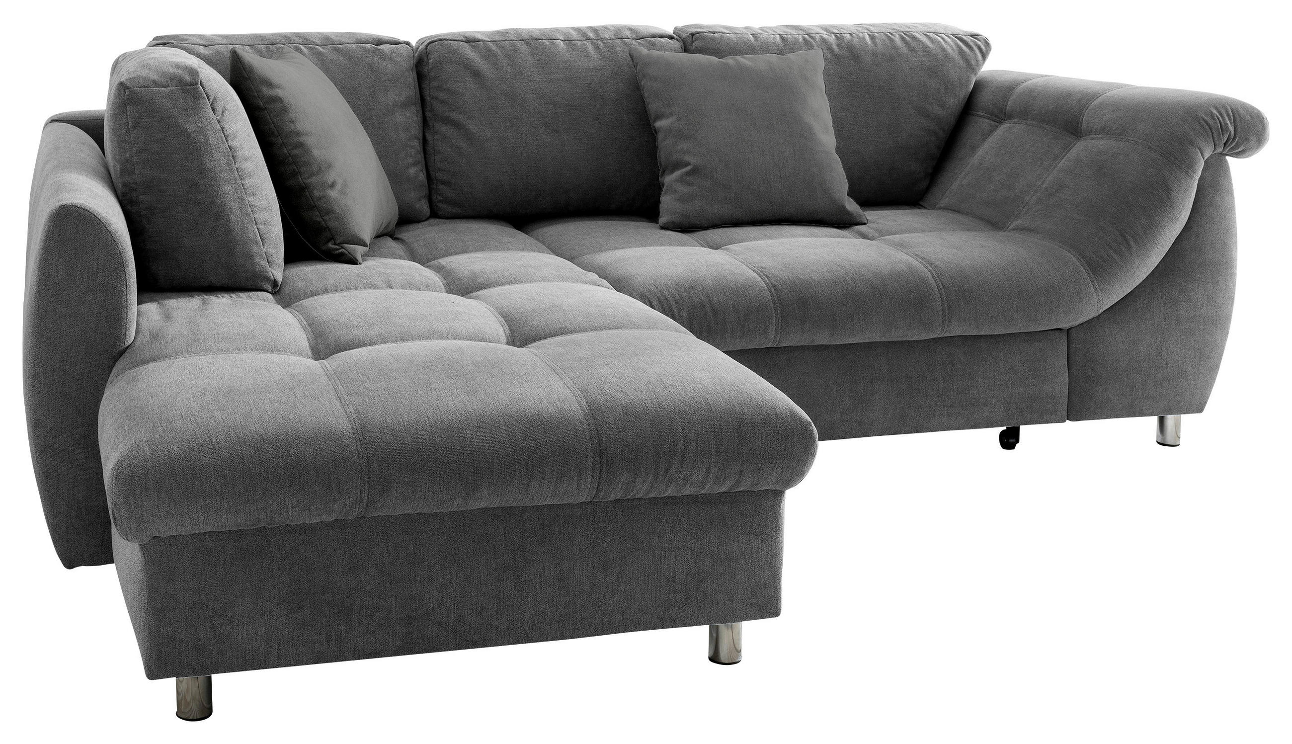 ECKSOFA Dunkelgrau Mikrofaser  - Chromfarben/Dunkelgrau, Design, Kunststoff/Textil (190/250cm) - Livetastic