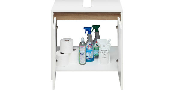 WASCHBECKENUNTERSCHRANK 61,8/59,3/32,2 cm - Eichefarben/Weiß, KONVENTIONELL, Holzwerkstoff (61,8/59,3/32,2cm) - Xora