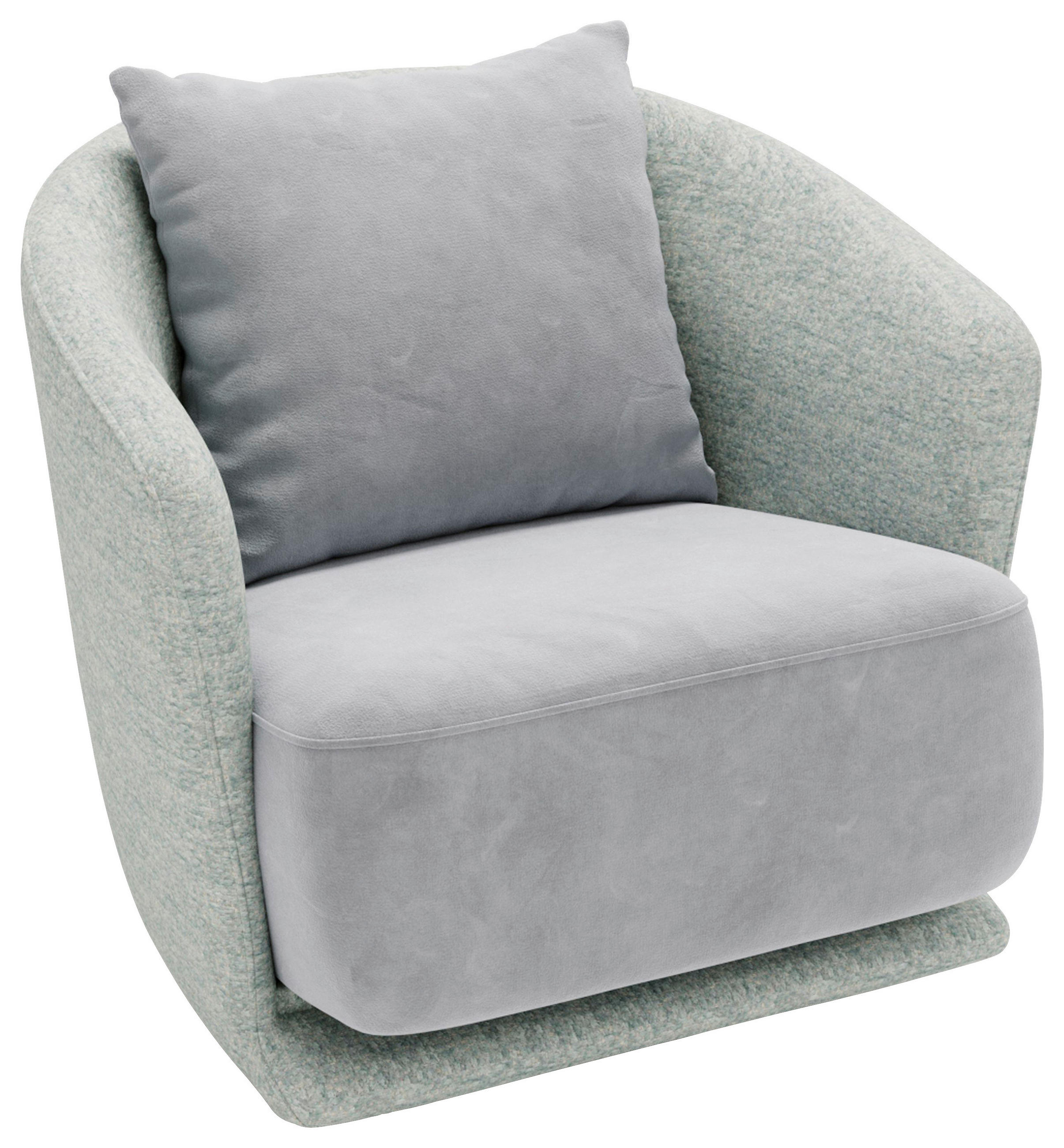 SESSEL in Plüsch, Bouclé Mintgrün  - Schwarz/Mintgrün, Design, Textil/Metall (83/80/75cm) - Livetastic