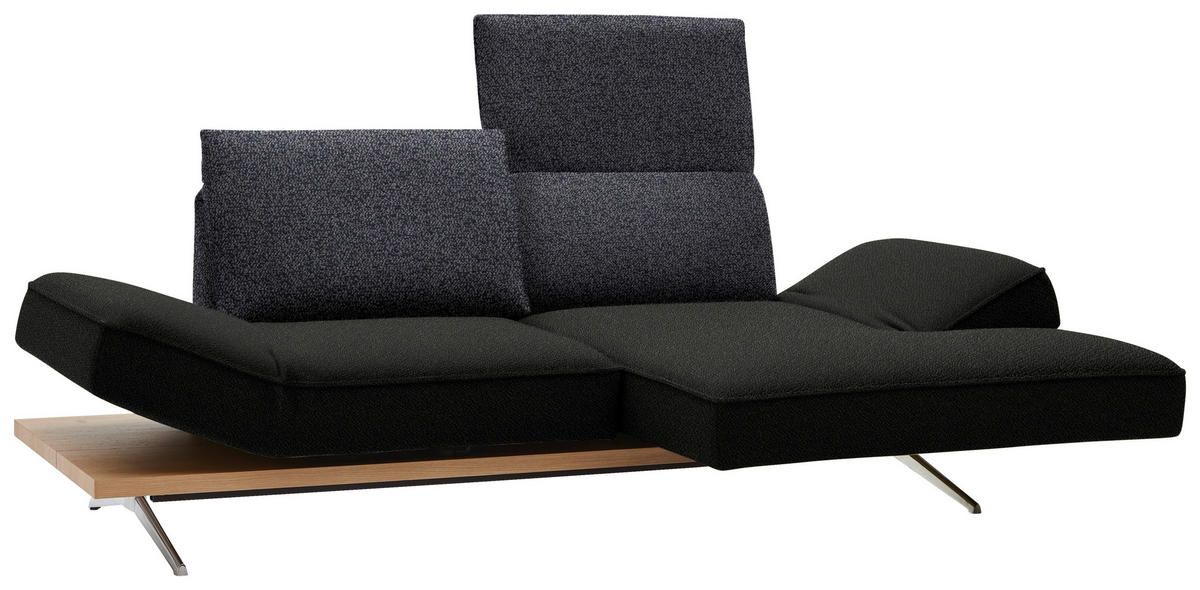 ECKSOFA in Flachgewebe Schwarz, Dunkelblau  - Chromfarben/Schwarz, Design, Holz/Textil (240/132cm) - Koinor