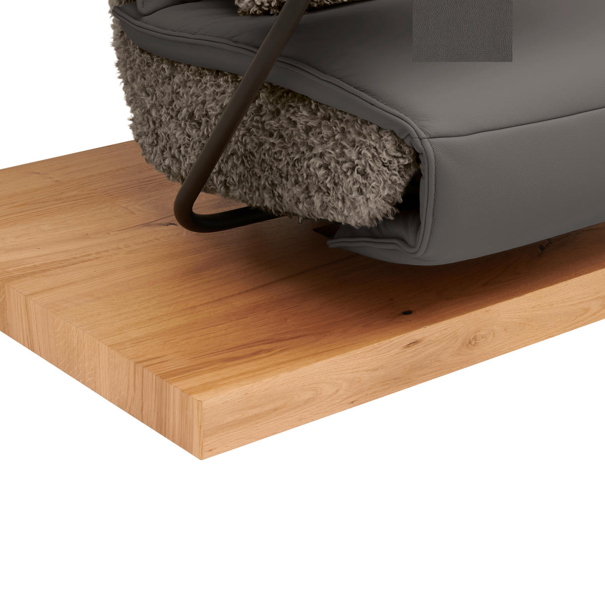 2-SITZER-SOFA  in Hochflor Echtleder Dunkelbraun, Graubraun  - Dunkelbraun/Graubraun, Design, Leder/Holz (240/65/104cm) - Koinor