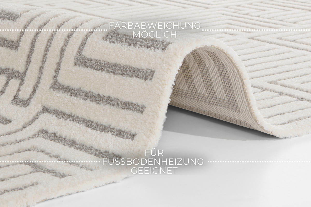 HOCHFLORTEPPICH 80/150 cm New York Creme, Grau  - Creme/Grau, Basics, Kunststoff/Textil (80/150cm)