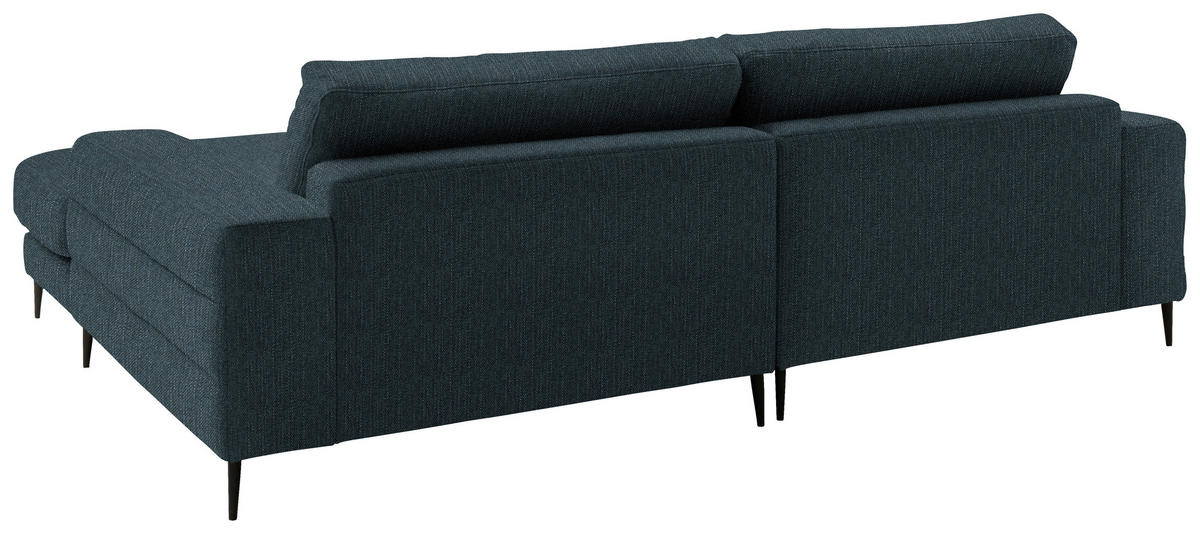 ECKSOFA in Flachgewebe Petrol  - Petrol/Schwarz, Design, Textil/Metall (253/177cm) - Dieter Knoll