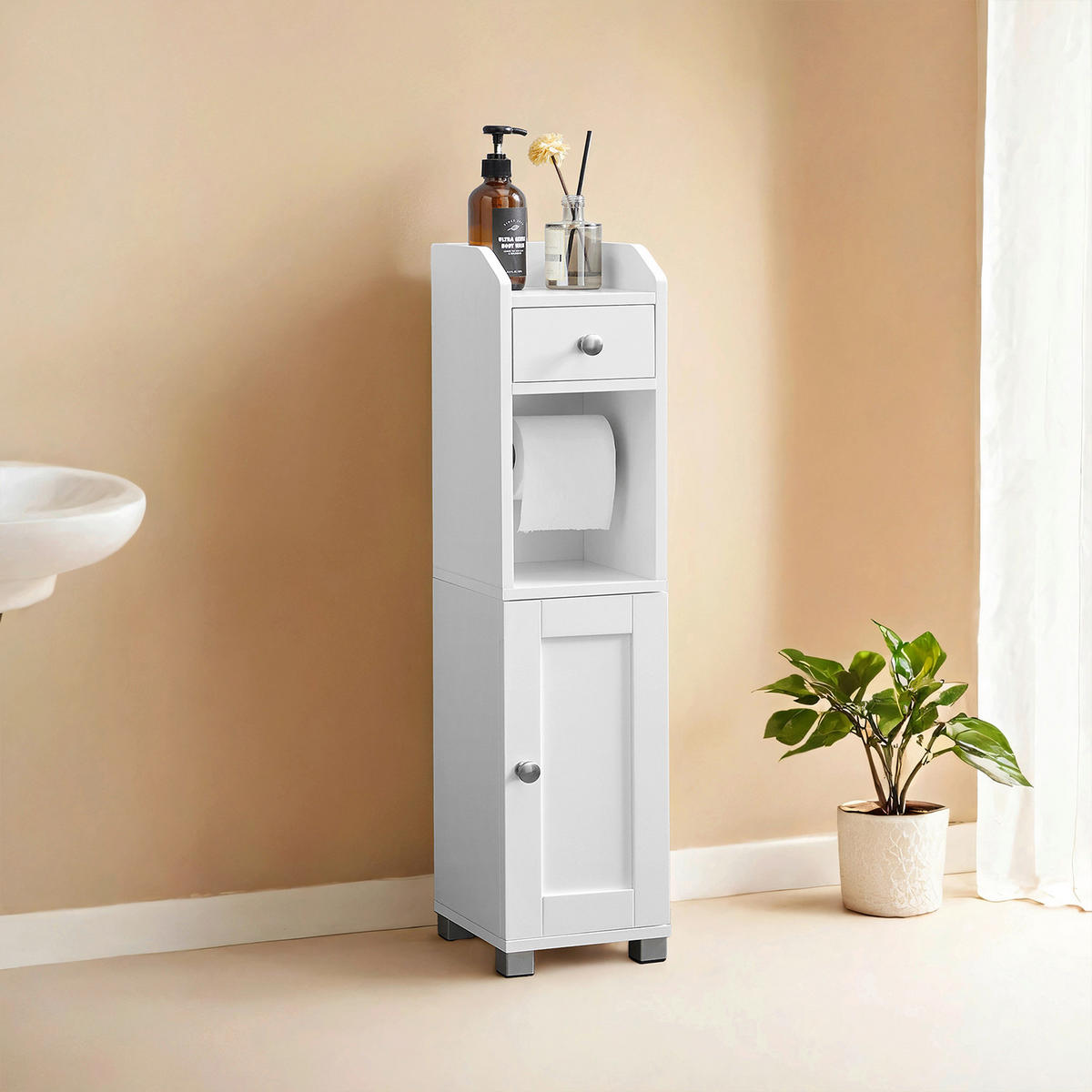 MIDISCHRANK 18/76,4/20 cm  - Zinkfarben/Weiß, MODERN, Holzwerkstoff/Metall (18/76,4/20cm) - MID.YOU