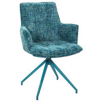 SCAUN CU BRAȚE in turcoaz  - turcoaz, Lifestyle, metal/textil (59,5/90,5/62,5cm) - Novel