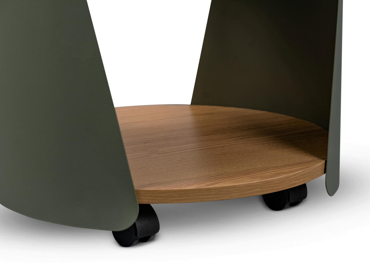 COUCHTISCH 40/40/48 cm rund Grün, Eichefarben  - Eichefarben/Grün, Design, Holzwerkstoff/Metall (40/40/48cm) - Xora