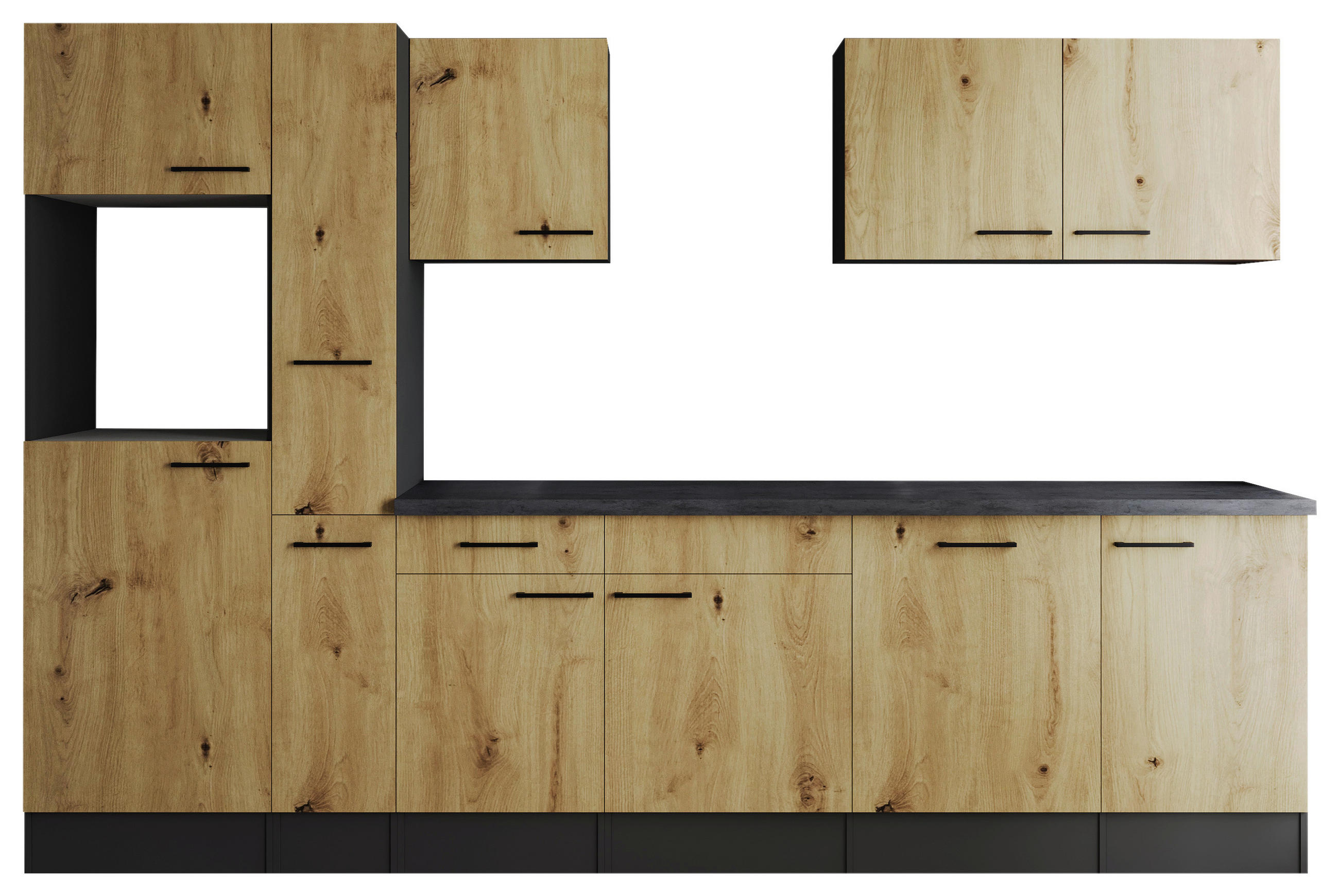 MODULKÖK UTAN VITVAROR 310 cm   i ek Artisan  - svart/grå, Design, metall/trämaterial (310cm) - Respekta