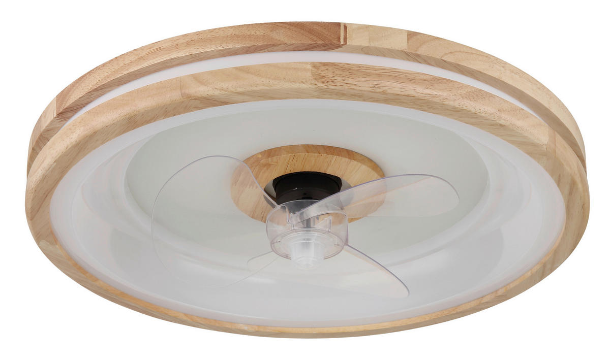 DECKENVENTILATOR - Transparent/Dunkelbraun, Natur, Kunststoff/Metall (50/12,5cm) - Globo