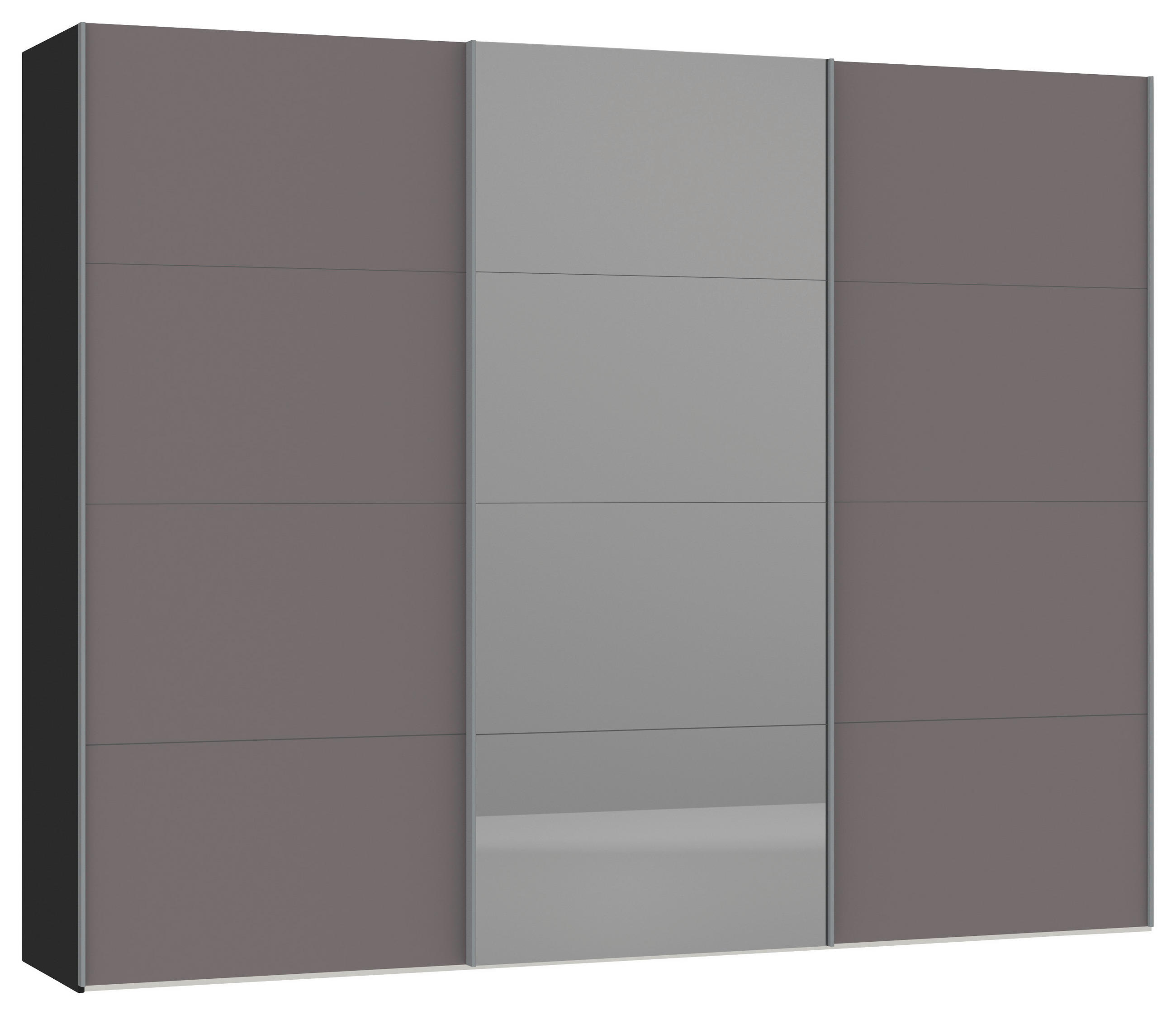SCHWEBETÜRENSCHRANK  in Schwarz, Dunkelgrau  - Dunkelgrau/Silberfarben, Design, Glas/Holzwerkstoff (303/236/65cm) - Jutzler