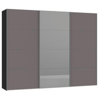 SCHWEBETÜRENSCHRANK 303/236/65 cm 3-türig Schwarz, Dunkelgrau  - Dunkelgrau/Silberfarben, Design, Glas/Holzwerkstoff (303/236/65cm) - Jutzler