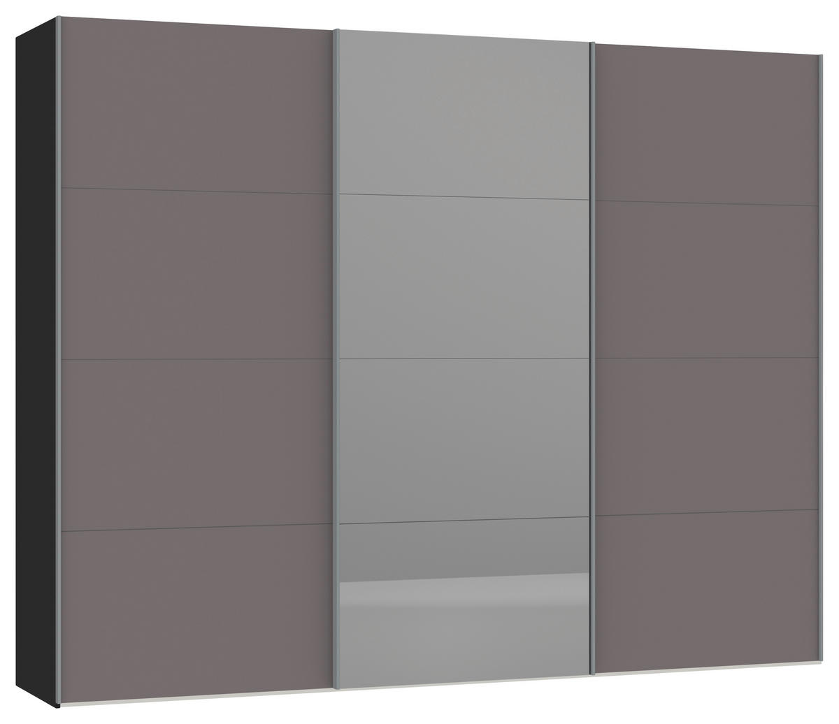 SCHWEBETÜRENSCHRANK 303/236/65 cm 3-türig Schwarz, Dunkelgrau  - Dunkelgrau/Silberfarben, Design, Glas/Holzwerkstoff (303/236/65cm) - Jutzler