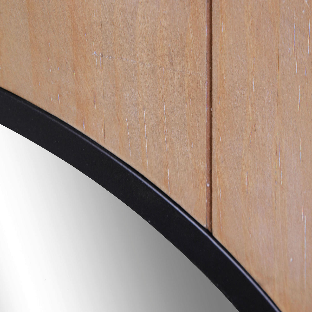 WANDSPIEGEL 90/90/5 cm    in rund  - Schwarz/Naturfarben, Trend, Glas/Holzwerkstoff (90/90/5cm)