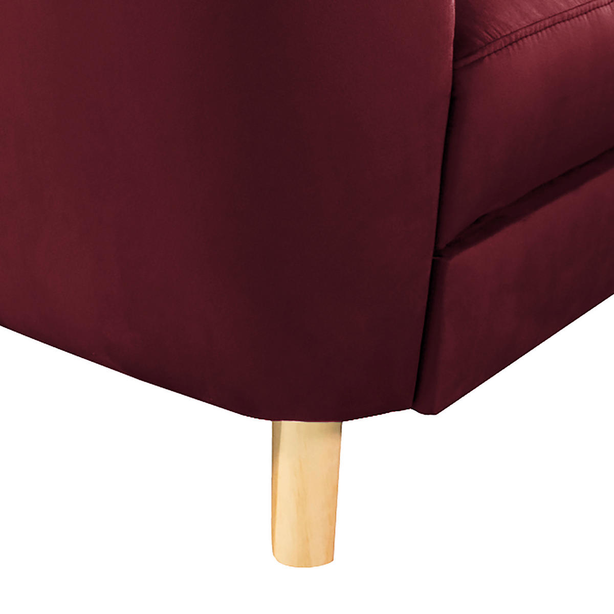 ECKSOFA Rot Samt  - Buchefarben/Rot, Design, Holz/Textil (236/190cm) - Livetastic