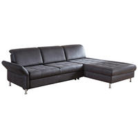ECKSOFA Anthrazit Mikrofaser  - Anthrazit/Silberfarben, KONVENTIONELL, Textil/Metall (255/210cm) - Cantus